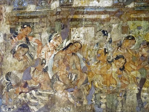 Ajanta Cave 1 Mahajanaka Jataka mural 2 — Ajanta