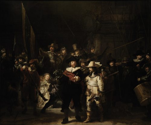 Dutch:  Officieren en andere schutters van wijk II in Amsterdam, onder leiding van kapitein Frans Banninck Cocq en luitenant Willem van Ruytenburch, bekend als ‘De Nachtwacht’ The Night Watch — Amsterdam