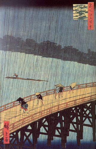 Hiroshige - Evening Shower at Atake and the Great Bridge — Edo (Tokyo)