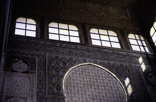 ASC Leiden - van Achterberg Collection - 07 - 036 - The skylights in a mosque above an ogive-shaped relief in a wall. Medersa Bou Inania - Meknes, Morocco - Early 1990s — Fez