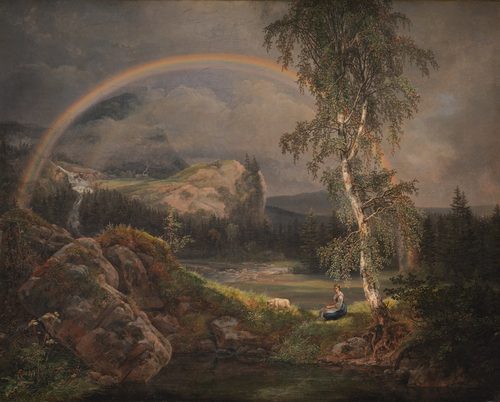 Danish:  Norsk landskab med en regnbue Norwegian Landscape with a Rainbow — Helsinki