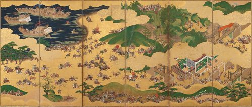Battle of Ichi-no-Tani Folding Screen by Kano School — Kyoto