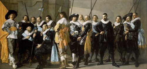 Dutch:  Schutters van de compagnie van kapitein Reinier Reael en luitenant Cornelis Michielsz. Blaeuw, 'De magere compagnie' Militia Company of District XI under the Command of Captain Reynier Reael — Madrid
