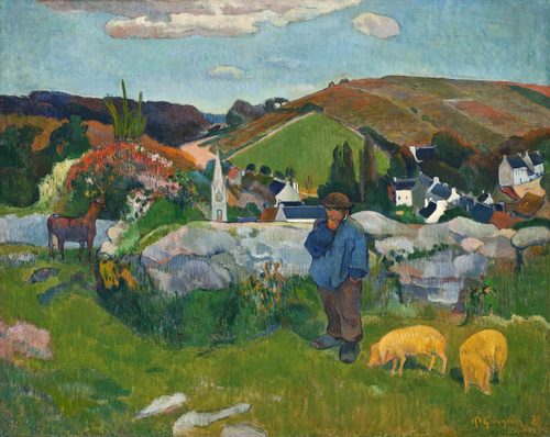 French:  Le gardien de porcs, BretagneThe Swineherd — Pont-Aven