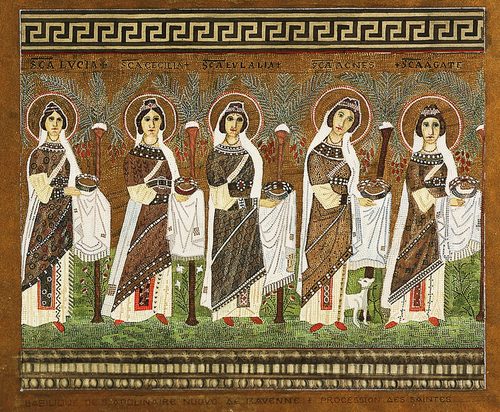 Mosaïques Byzantines, Procession des saintes — Ravenna