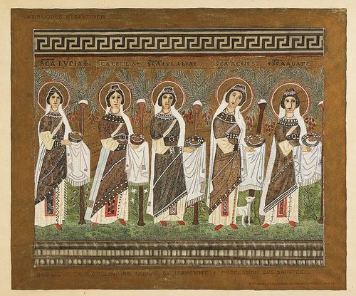 Mosaïques Byzantines, Procession des Saintes, basilique Saint-Apollinaire-le-neuf — Ravenna