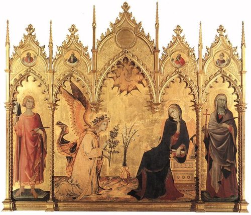Simone Martini and Lippo Memmi - The Annunciation and Two Saints - WGA15010 — Siena