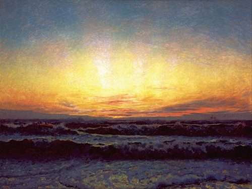 Vesterhavet i storm. Efter solnedgang. Højen — Skagen