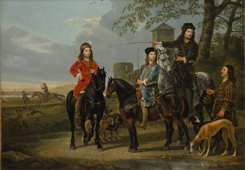 Equestrian Portrait of Cornelis (1639–1680) and Michiel Pompe van Meerdervoort (1638–1653) with Their Tutor and Coachman ("Starting for the Hunt") — The Hague
