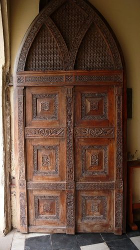 Carved wooden door — in Stone Town, Zanzibar City — Zanzibar